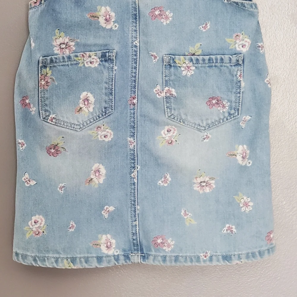 OshKosh B'gosh Light Blue Floral Overalls Jumper Skirt Size 5T